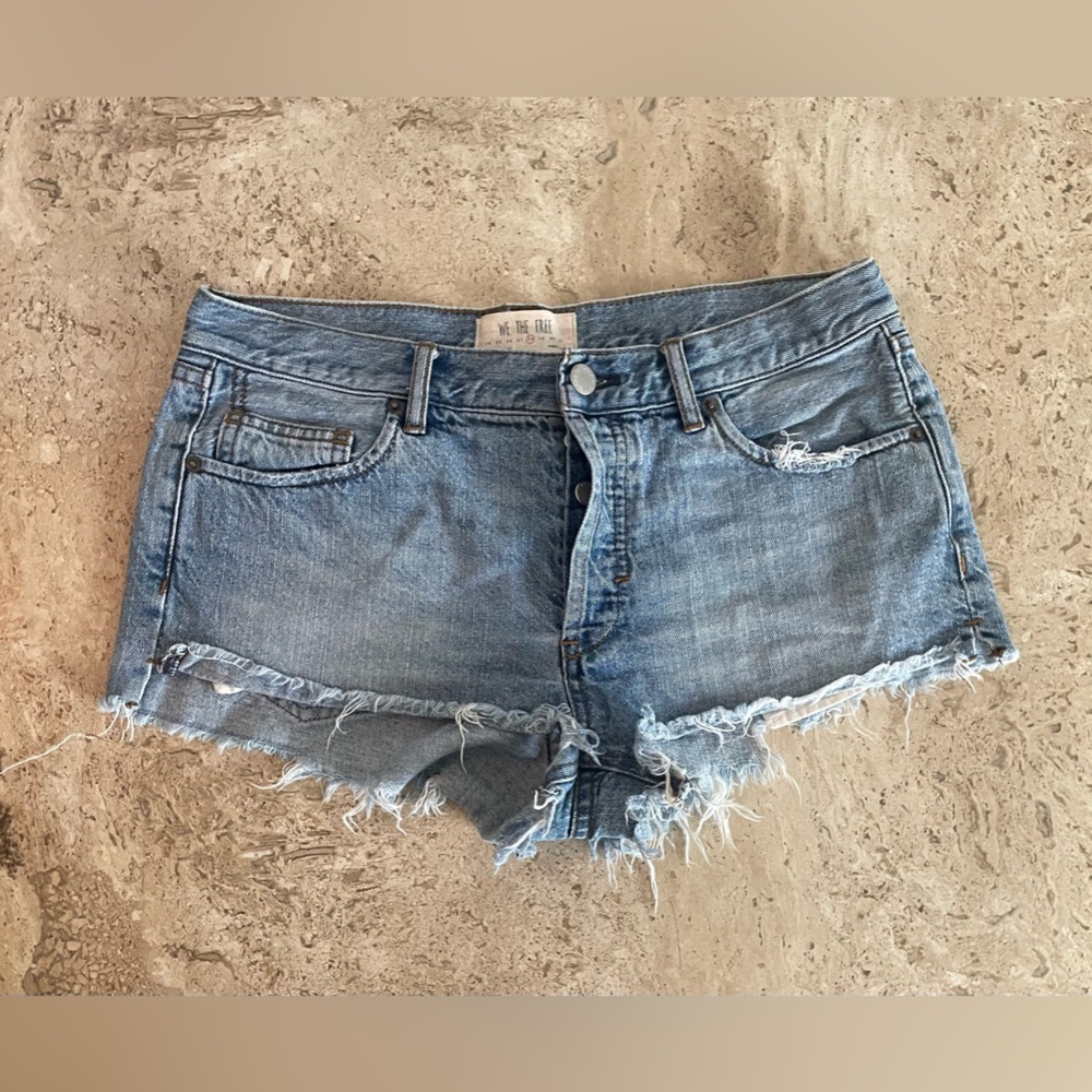 FREE PEOPLE Mini Denim Button Fly Shorts